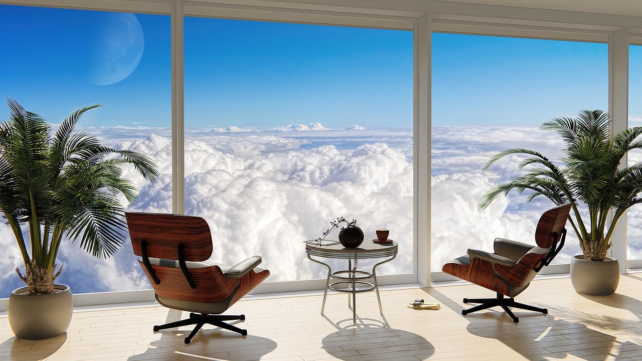 sky apartment, view, clouds